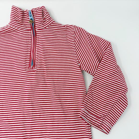 Bella Bliss Boys 3T Red White Striped Pima Half Zip Pullover Cotton Long Sleeve - Picture 3 of 10